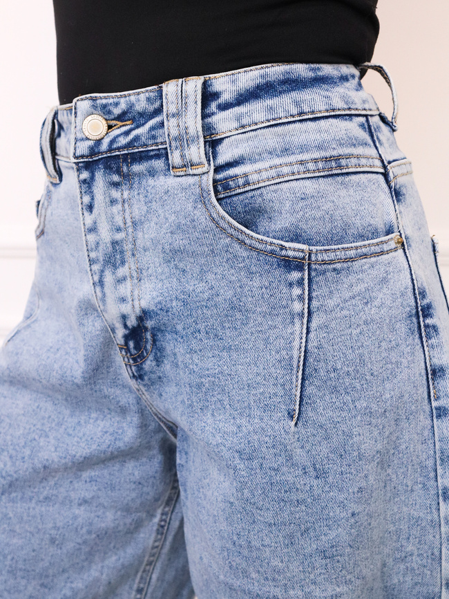 SPODNIE JEANSOWE TYPU BALLOON Z PRZECZYCIAMI- NIEBIESKIE