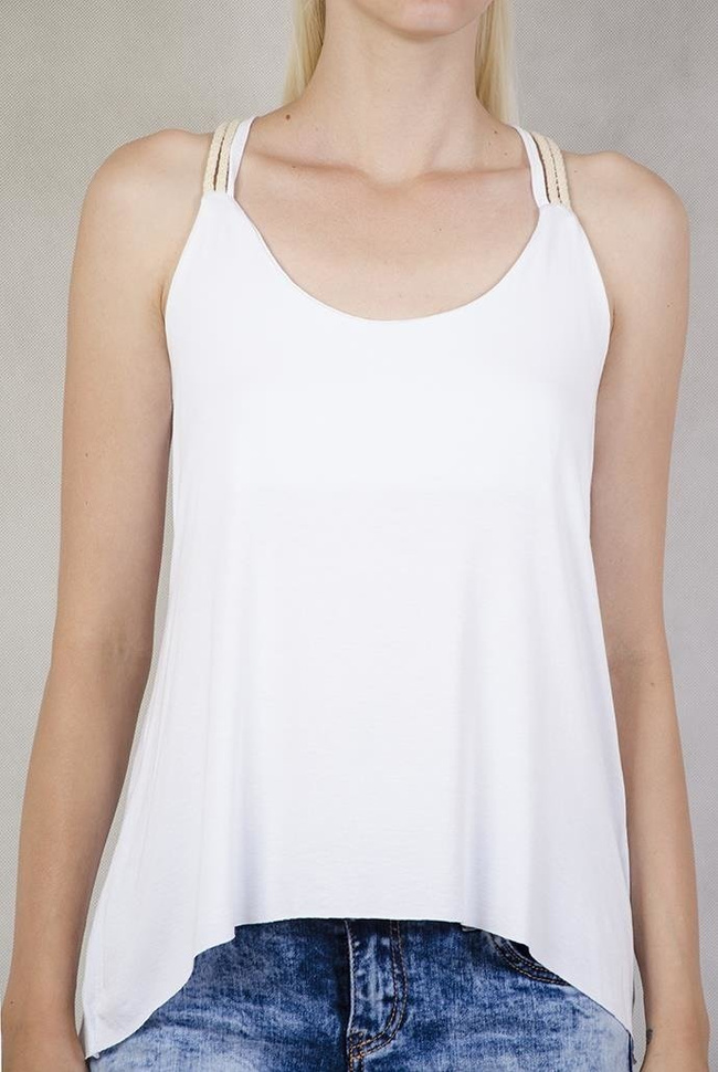 Asymetryczna bluzka z węzłem na plecach biała