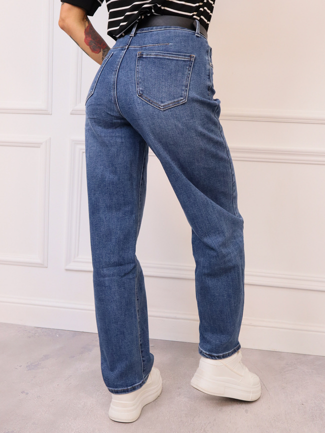 SPODNIE JEANSOWE Z SZEROKIMI NOGAWKAMI+ PASEK