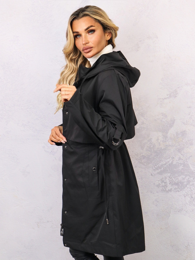CZARNA DŁUGA KURTKA PARKA PRZEJŚCIOWA