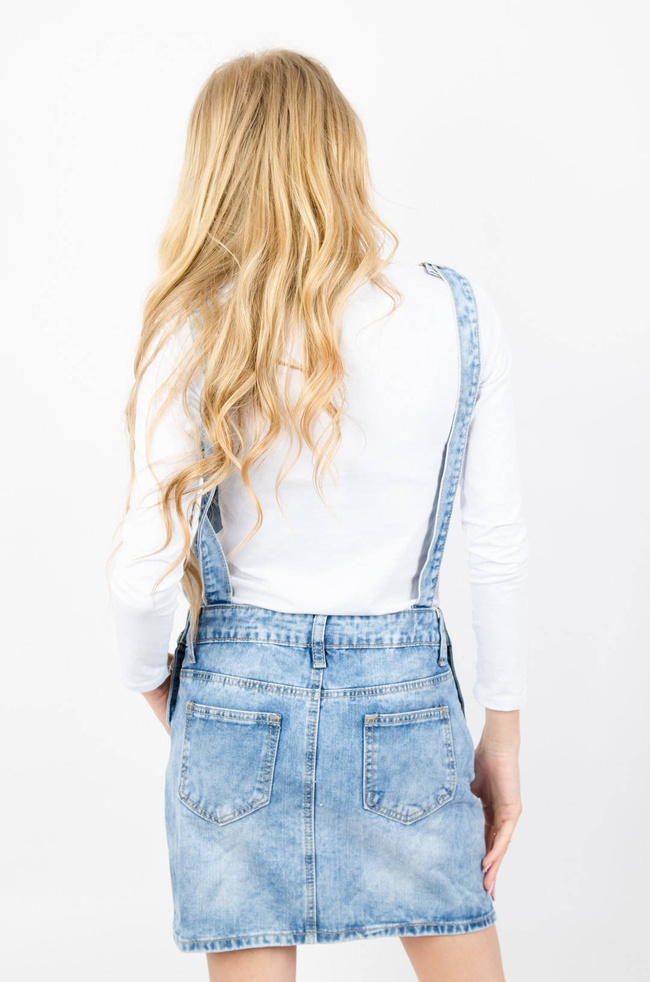 JEANSOWA OGRODNICZKA Z SZARPANIEM