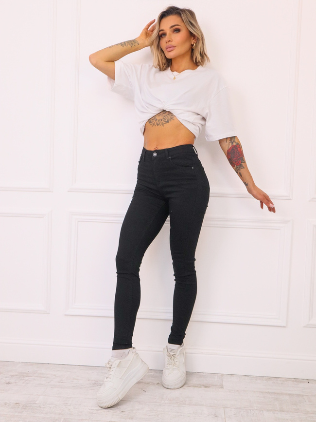 SPODNIE JEANSOWE SKINNY PUSH UP- CZARNE