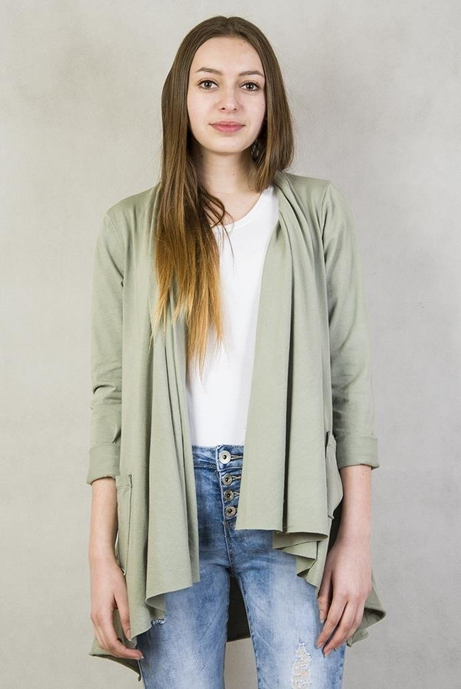 Zielona narzutka z przedłużanym tyłem