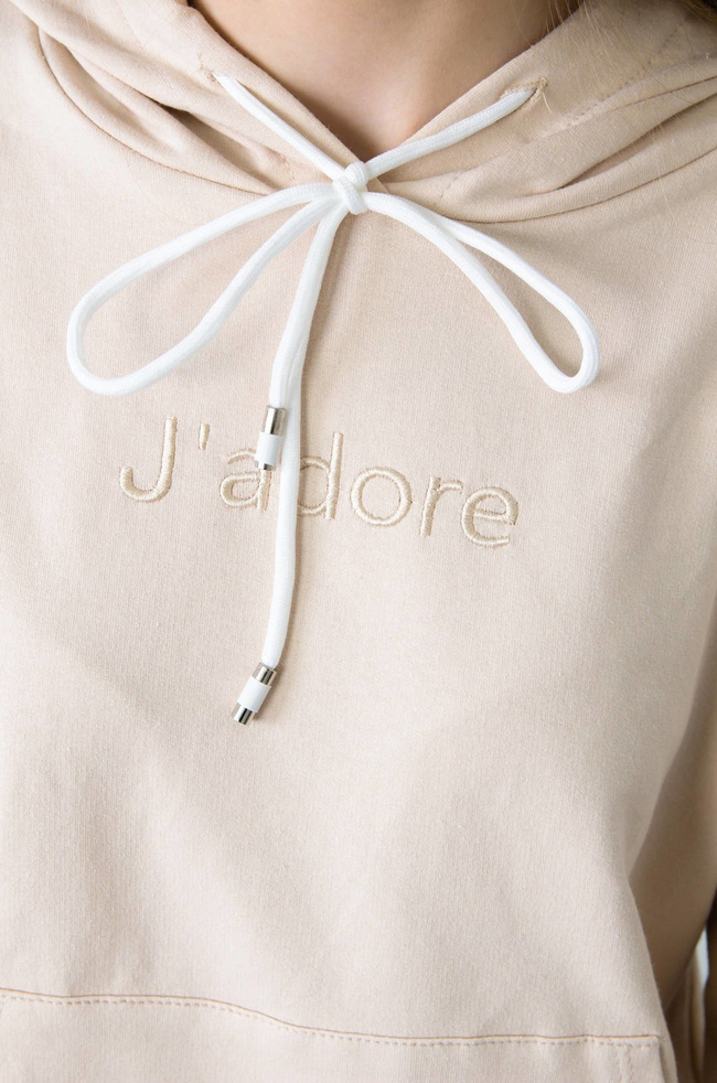 BEŻOWY BAWEŁNIANY KOMPLET DRESOWY J'ADORE