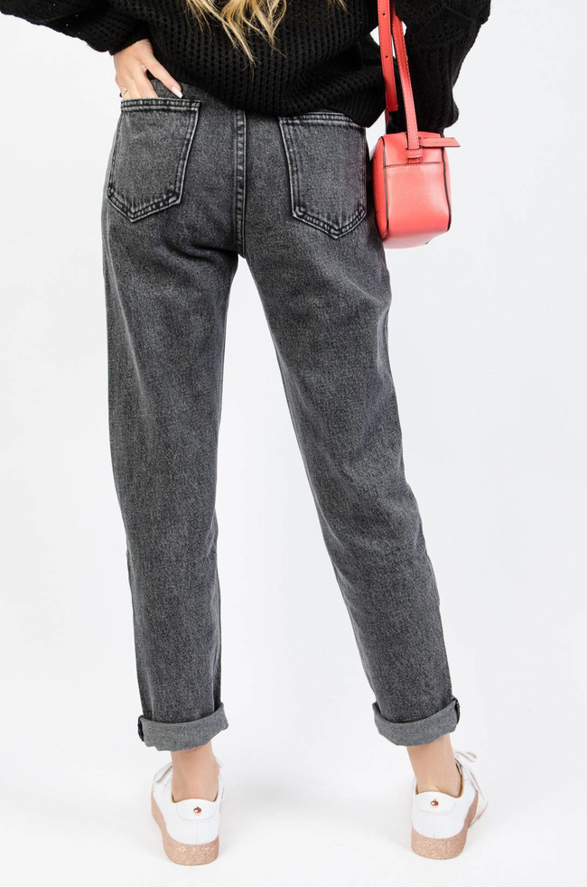 CIEMNO-SZARE SPODNIE JEANSOWE MOM FIT