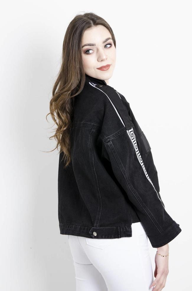 KURTKA CZARNA Z ŁĄCZONYCH MATERIAŁÓW