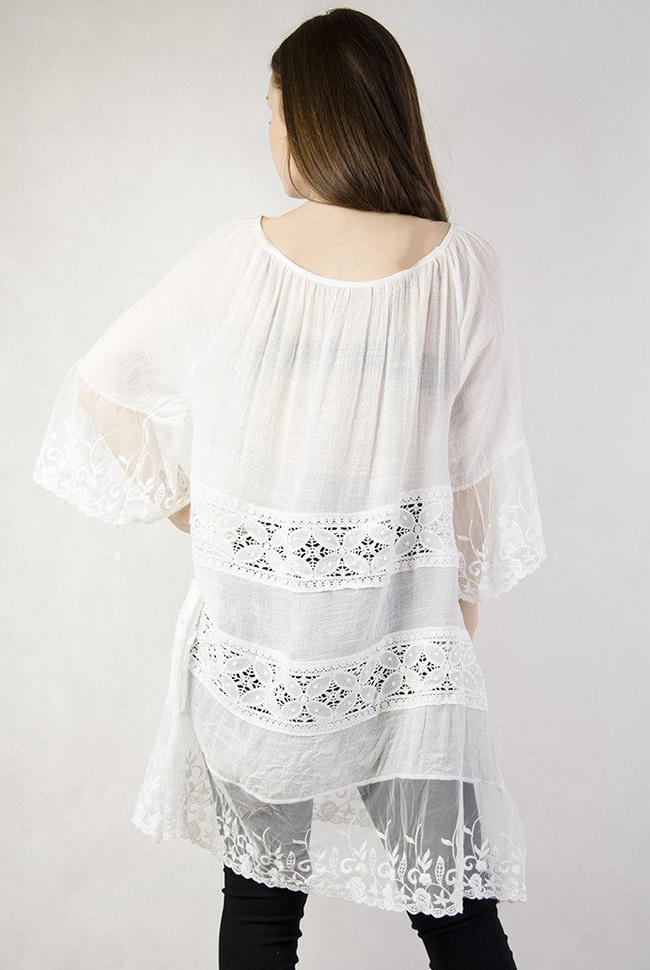 Biała ażurowa tunika