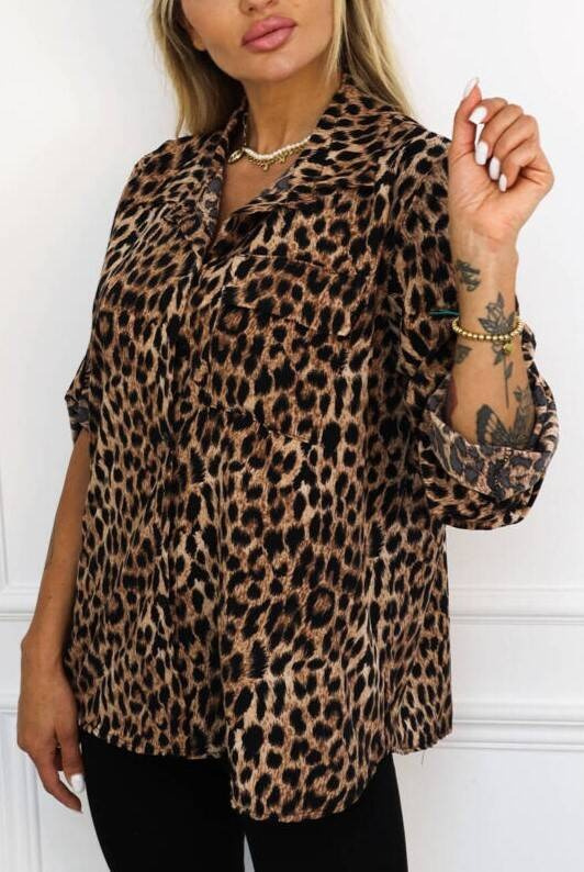 KOSZULA ONE SIZE W PANTERKĘ Z KIESZENIĄ