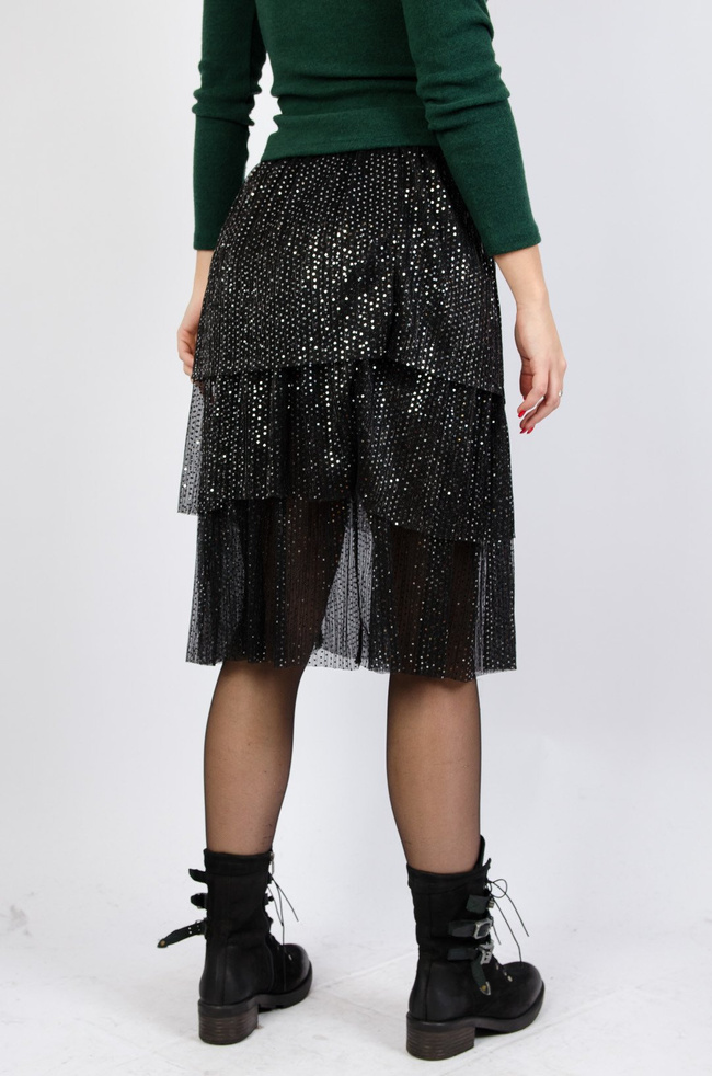 CZARNO-SREBRNA TIULOWA SPÓDNICA 