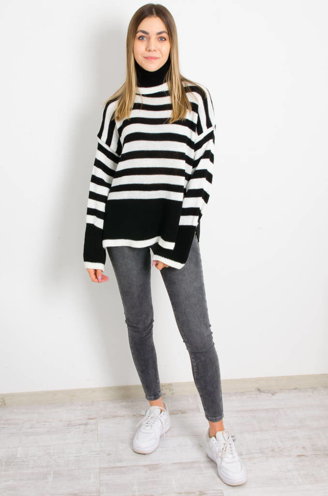 SWETER W PASKI Z ROZCIĘCIAMI- GOLF 