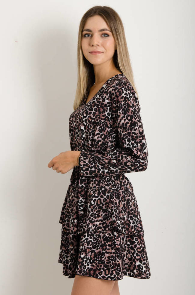 SUKIENKA W PANTERKĘ WIĄZANA W TALII