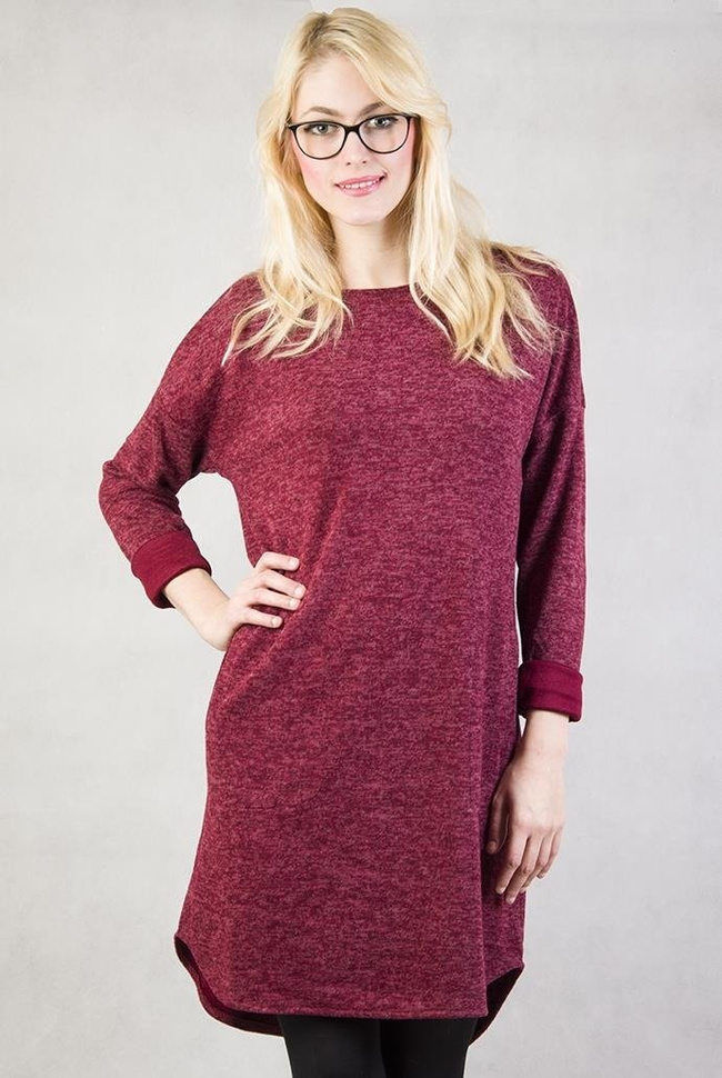 Asymetryczna bordowa tunika