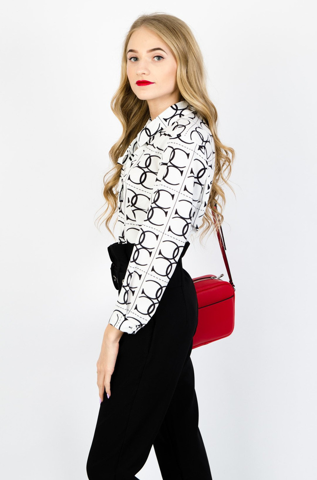 BIAŁA BLUZKA Z KOŁNIERZEM WIĄZANA PRZY SZYI  