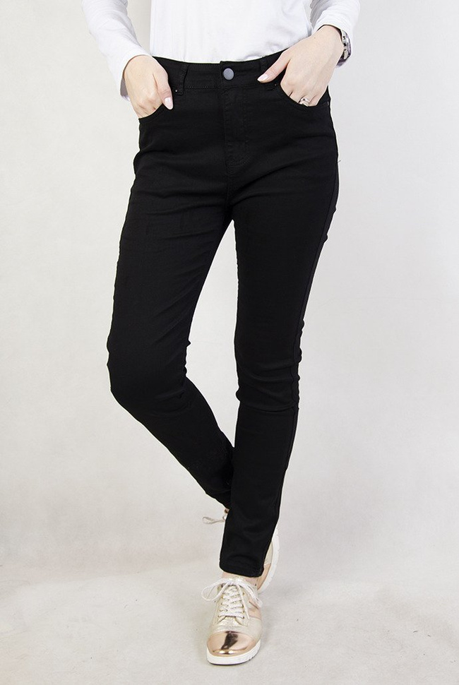 (Rozmiary L-4 XL) Czarne przylegające spodnie z wysokim stanem