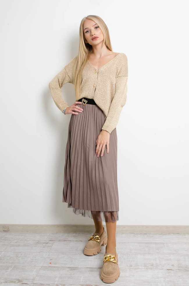 BRĄZOWA DWUSTRONNA SPÓDNICA Z TIULEM