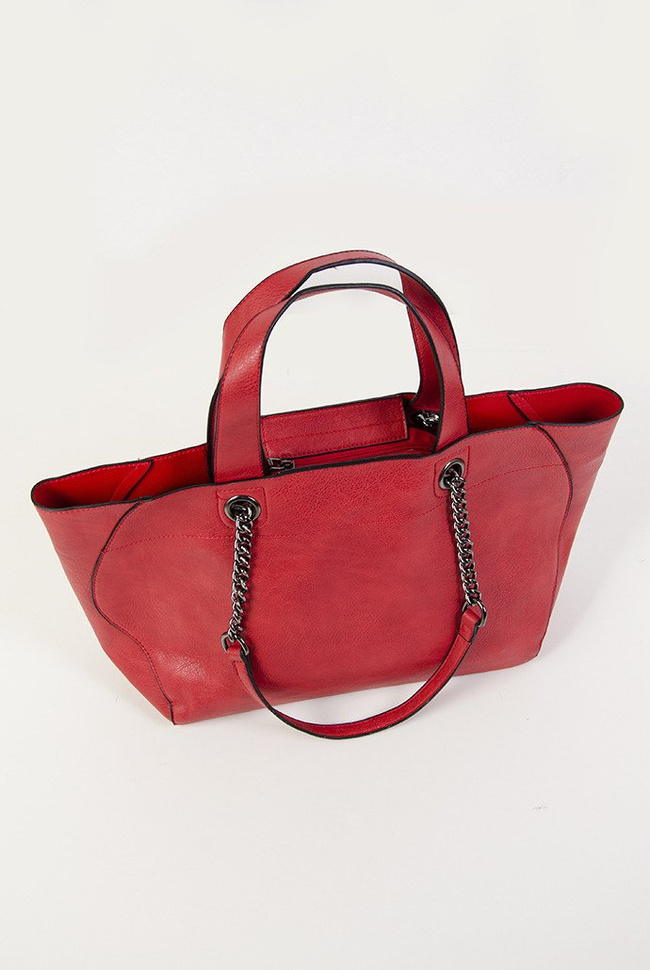 Czerwona torebka typu shopper 2w1