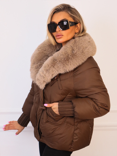 KURTKA ZIMOWA Z ODPINANYM FUTERKIEM- CZEKOLADOWA