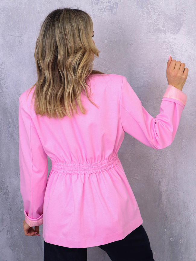 MARYNARKA ZE ŚCIĄGACZEM W PASIE- RÓŻOWA