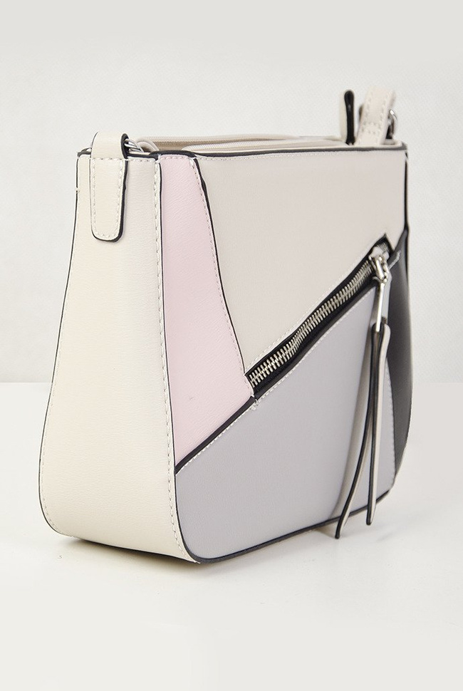 Beżowa torebka z kolorowym przodem