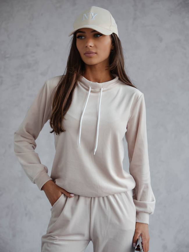 KOMPLET DRESOWY WELUROWY Z KONTRASTOWYMI SZNURKAMI- BEŻOWY