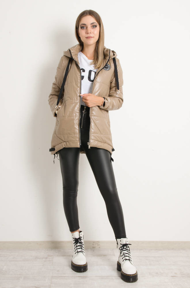 KURTKA PRZEJŚCIOWA ASYMETRYCZNA- BEŻOWA