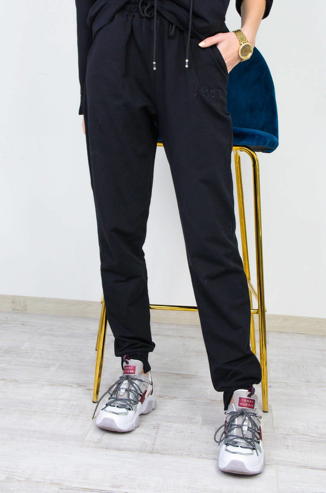 CZARNY BAWEŁNIANY KOMPLET DRESOWY J'ADORE