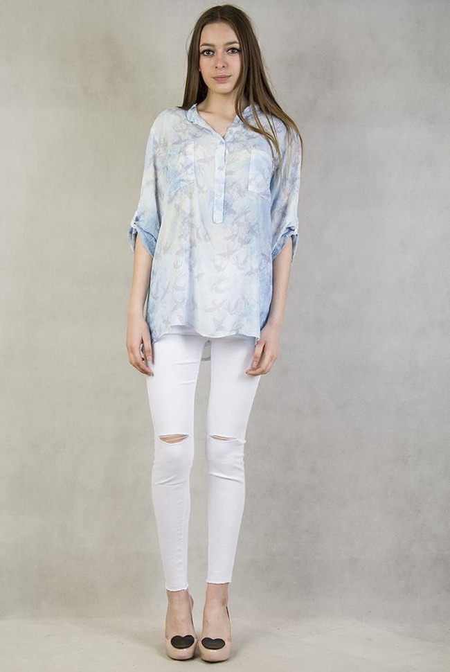 Koszula niebieska w jaskółki