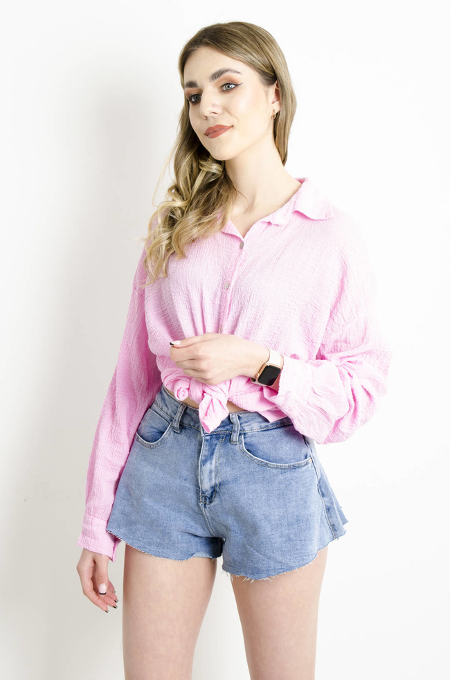 KOSZULA MUŚLINOWA W KOLORZE RÓŻOWYM