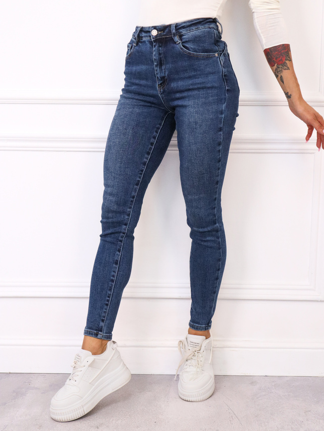 SPODNIE JEANSOWE SKINNY PUSH UP- GRANATOWE