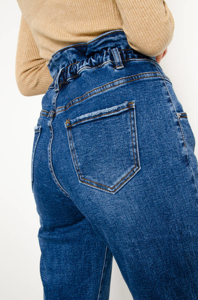 SPODNIE JEANSOWE MOM FIT Z GUZIKAMI -WYSOKI STAN
