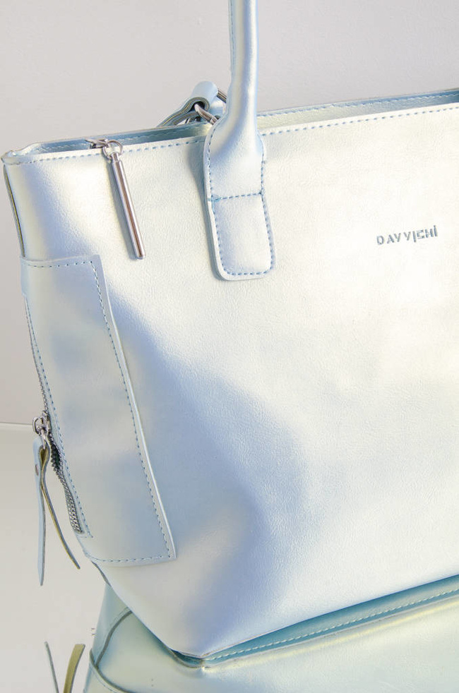 TOREBKA TYPU SHOPPER Z ZAMKAMI PO BOKACH- NIEBIESKA