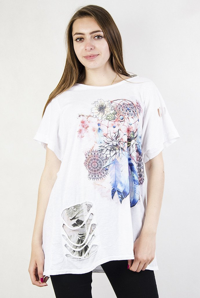 Biała bluzka z nadrukiem
