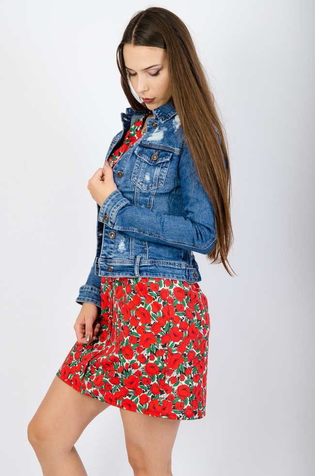 Kurtka jeansowa z przetarciami