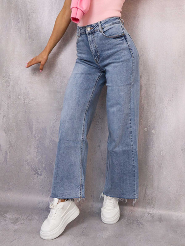 SPODNIE JEANSOWE Z SZEROKIMI NOGAWKAMI- JASNY JEANS