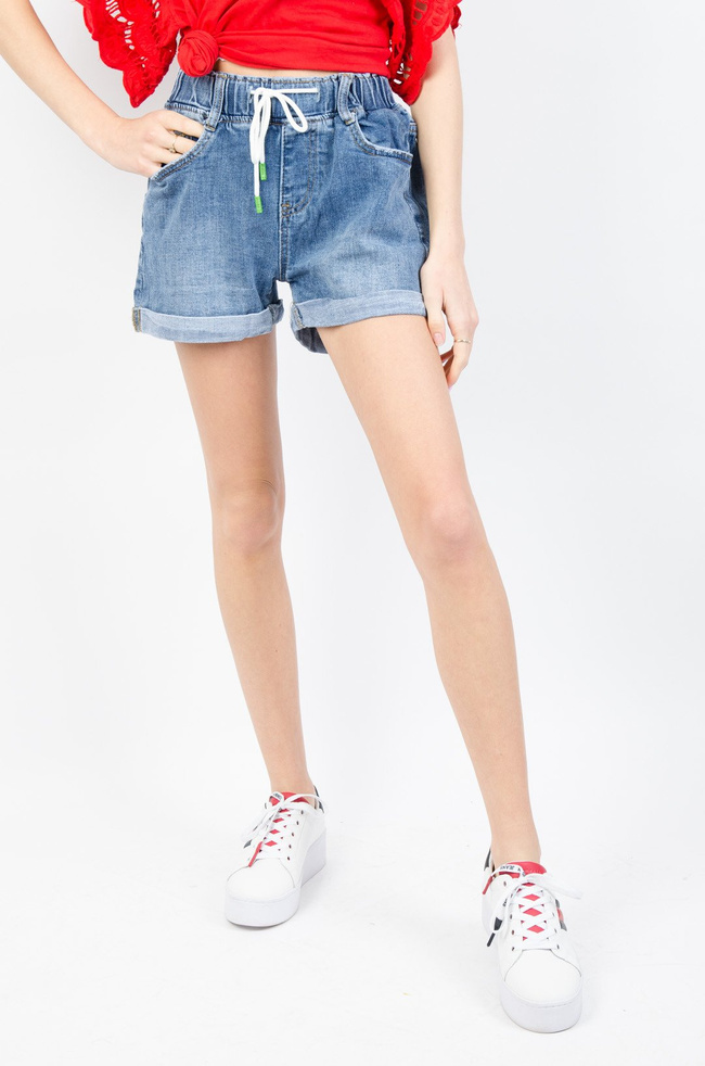 JEANSOWE SZORTY MOM FIT Z WYSOKIM STANEM