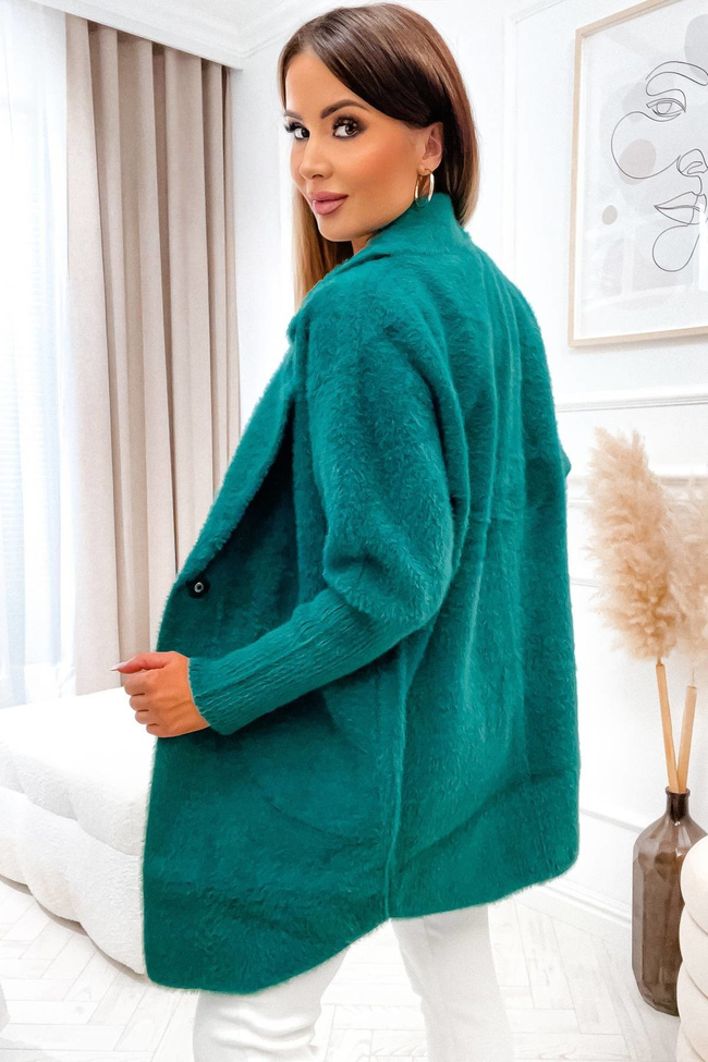 PŁASZCZ DŁUGI WEŁNIANY ALPAKA- ZIELONY