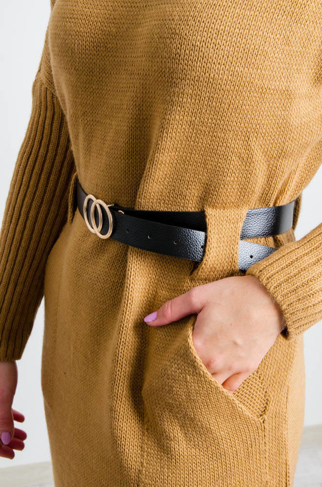 DŁUGA SUKIENKA SWETERKOWA Z PASKIEM