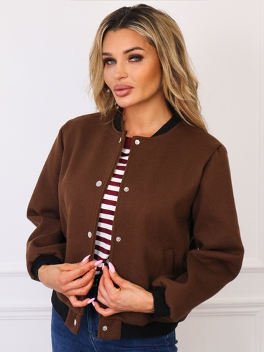 KURTKA BOMBERKA ZAPINANA NA ZATRZASKI- BRĄZOWA