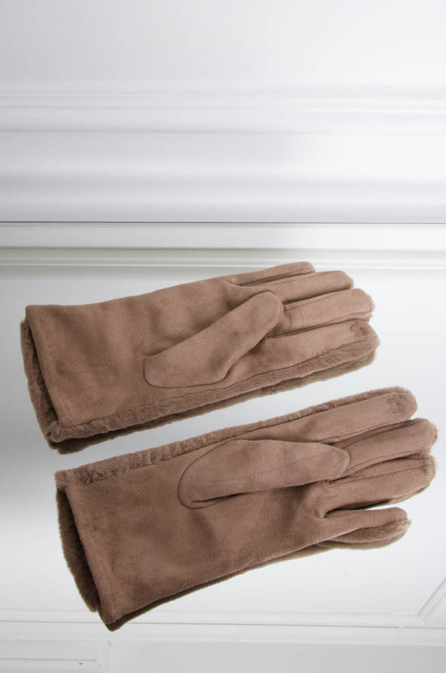 FUTRZANE RĘKAWICZKI- BRĄZOWE