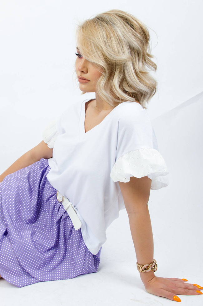 FIOLETOWA SPÓDNICA W KROPKI