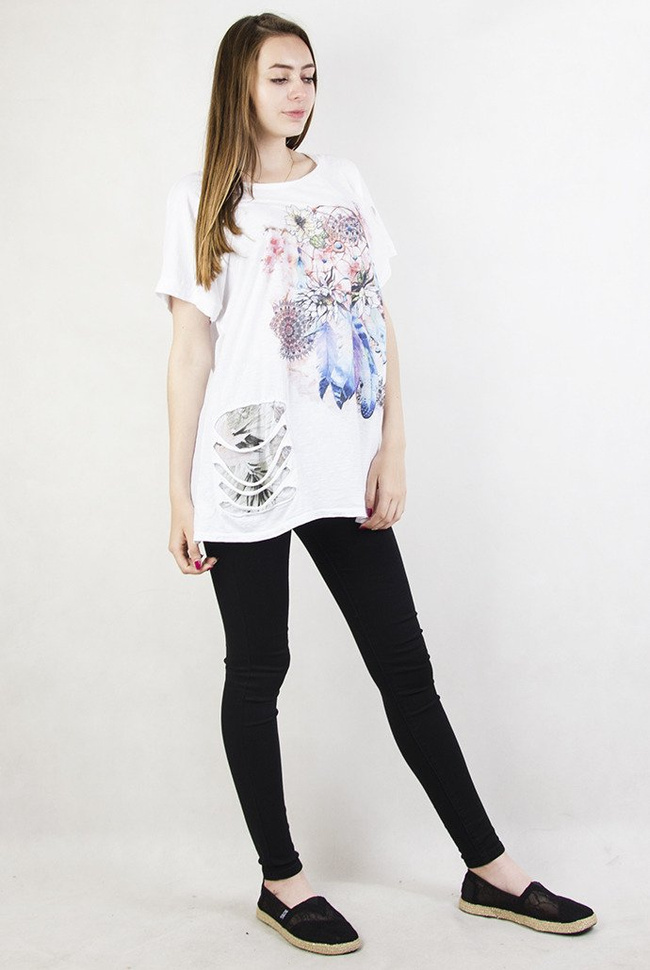 Biała bluzka z nadrukiem