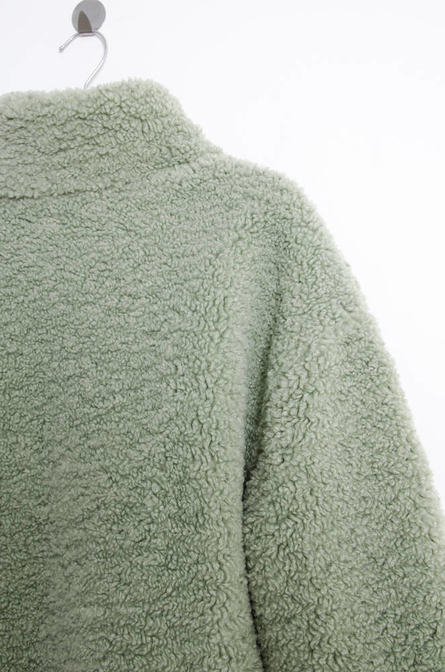 ZIELONA KURTKA Z FUTERKA ZE STÓJKĄ