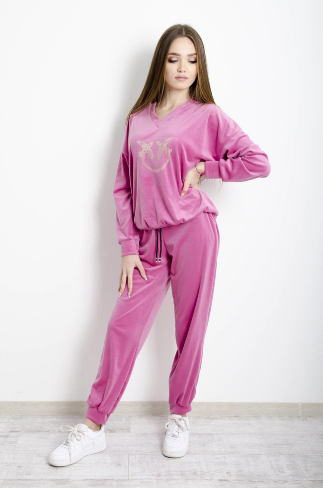 KOMPLET DRESOWY WELUROWY RÓŻOWY