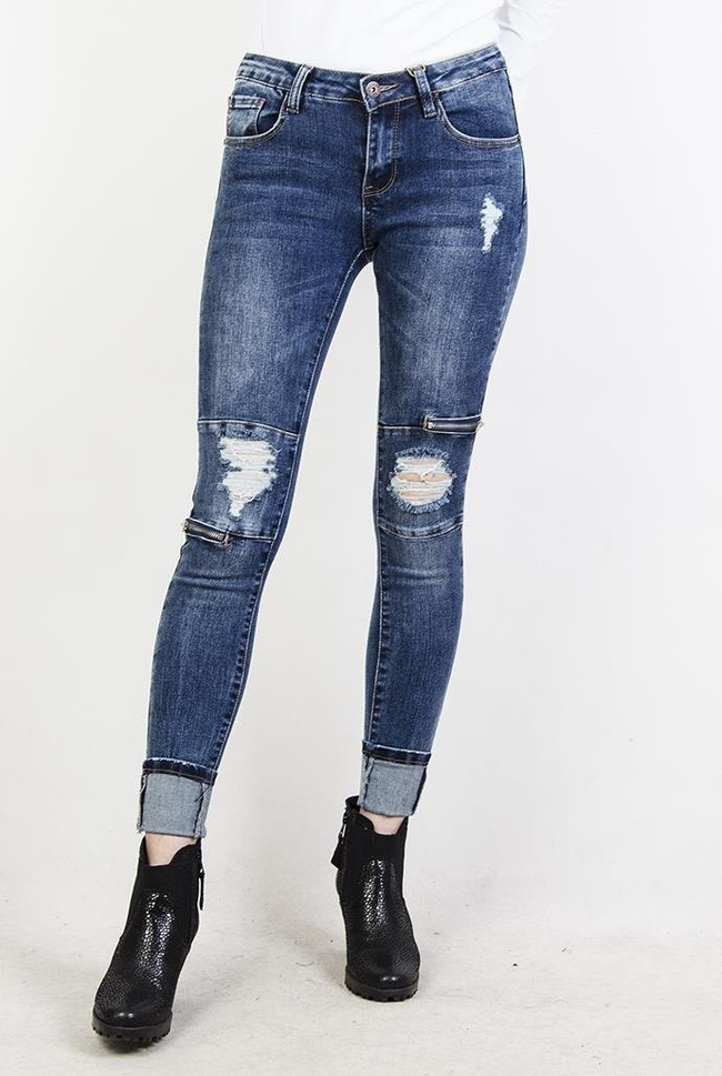 Spodnie jeansowe z zamkami na kolanach