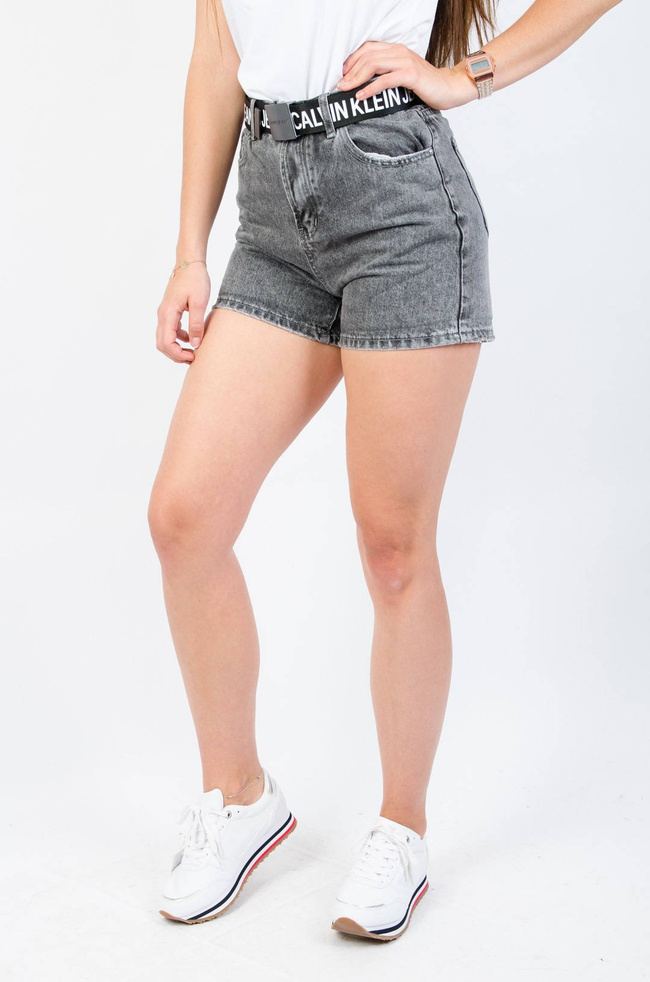 CIEMNO-SZARE SZORTY Z WYSOKIM STANEM