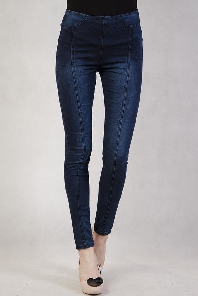 Spodnie jeansowe z wysokim stanem i zamkiem z tyłu