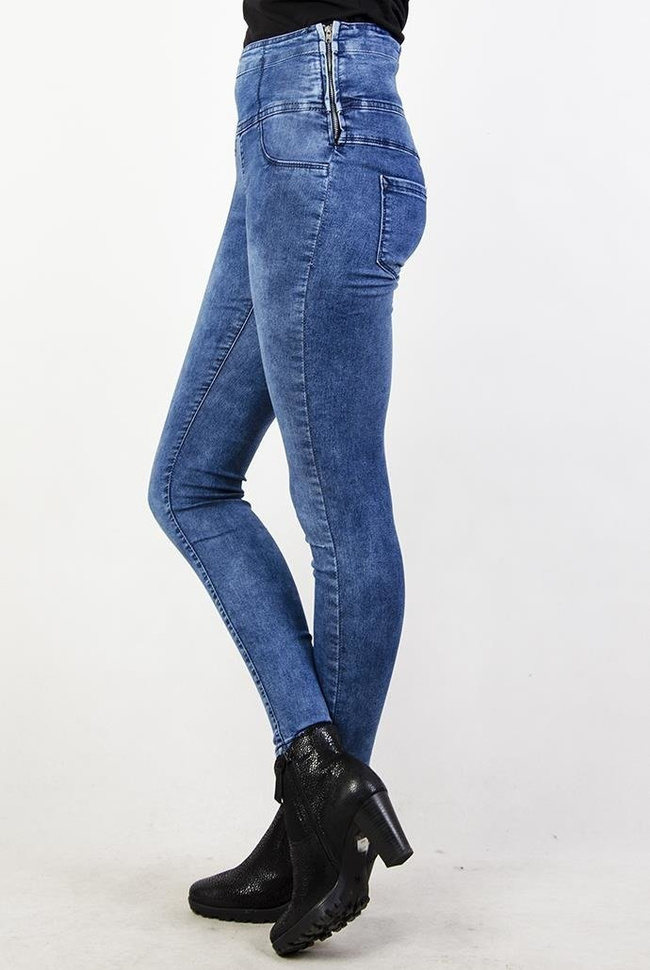 Spodnie jeansowe z zamkiem z boku, przylegające