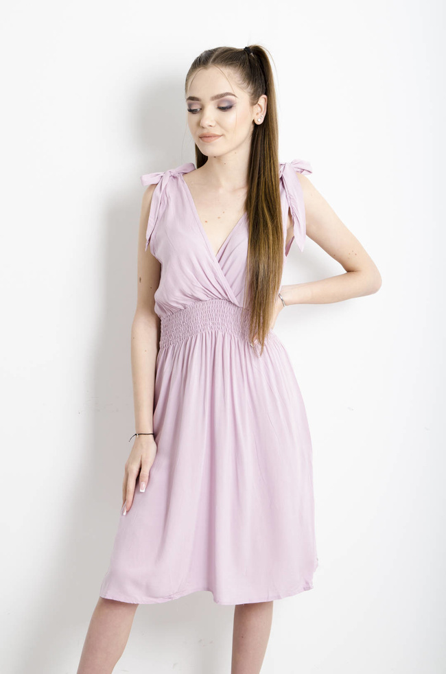 SUKIENKA Z WIĄZANIAMI PRZY RĘKAWACH- RÓŻOWA