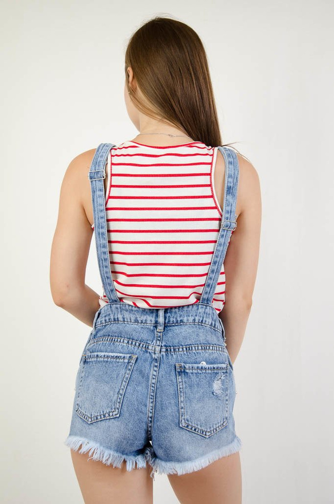 JEANSOWE OGRODNICZKI Z PEREŁKAMI