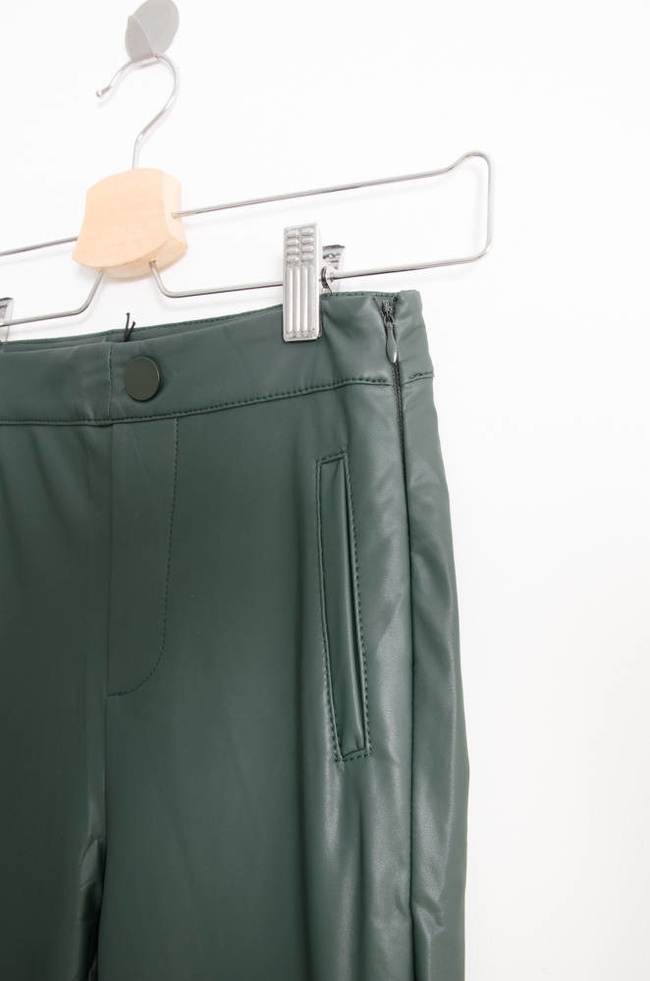 ZIELONE SPODNIE Z IMITACJI SKÓRY Z WYSOKIM STANEM